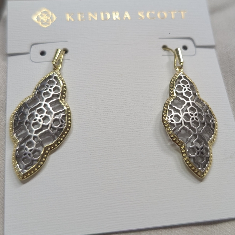 Kendra Scott Gold and Silver Filigree Earrings